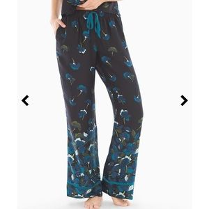 Satin Pajama Pants Poetic Floral Black Sz Large